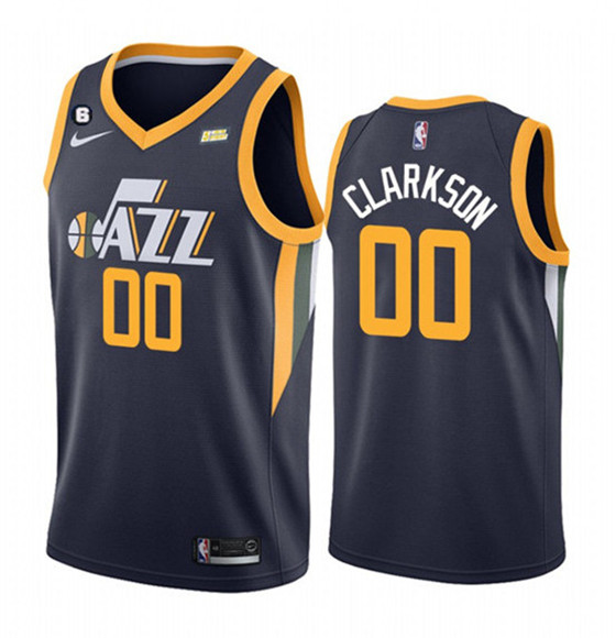 Mens Utah Jazz #00 Jordan Clarkson Navy Icon Edition With No.6 Patch Swingman Stitched Jersey->utah jazz->NBA Jersey